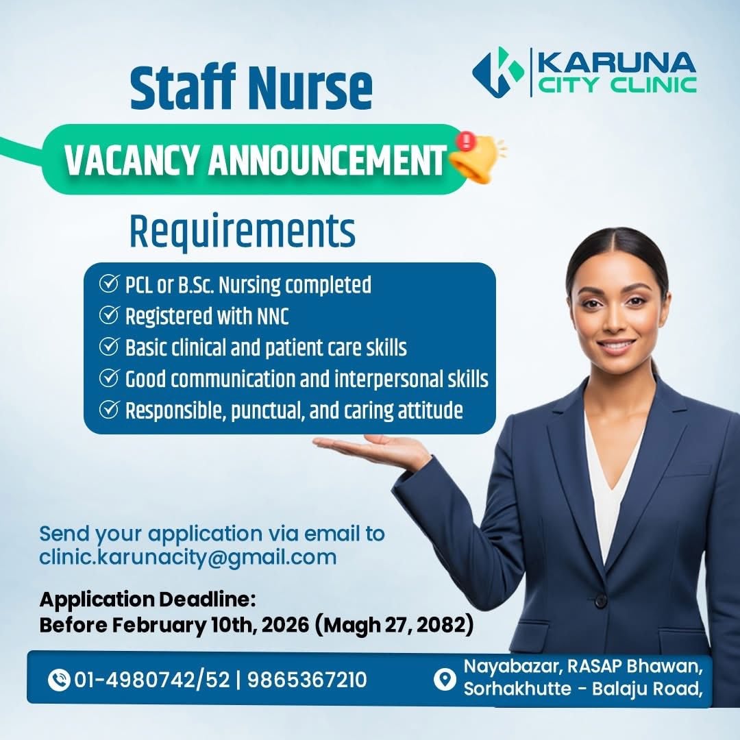 Karuna City Clinic Vacancy for Staff Nurse
