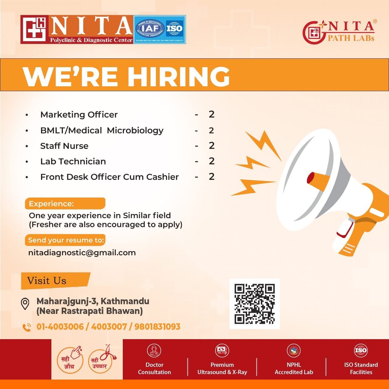 NITA Polyclinic & Diagnostic Center Vacancy Announcement
