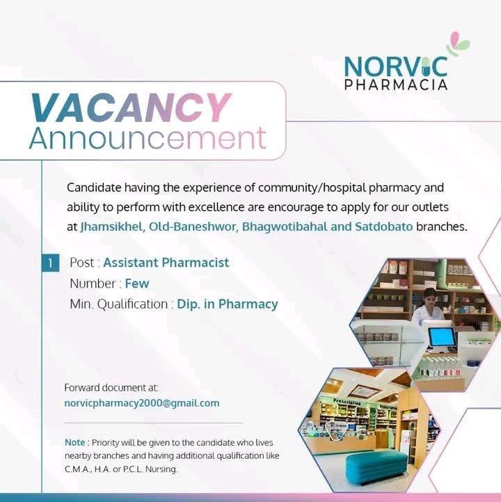 Norvic Pharmacia Vacancy for Assistant Pharmacist